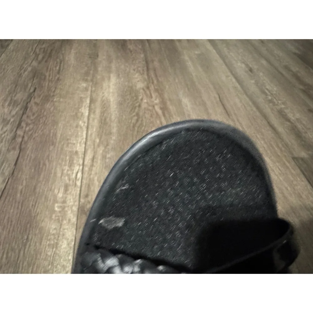 Skechers Memory Foam Black Wedge Sandals‎ Strappy Braided Size 11 Women's